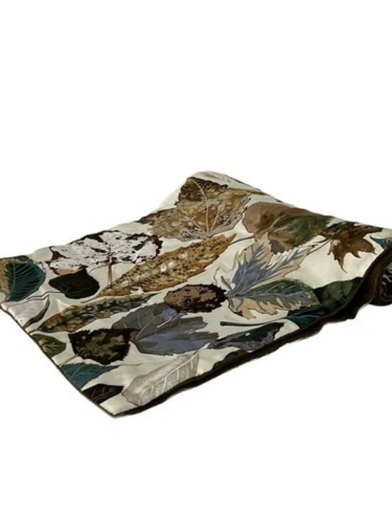 HERMES Accessories - HERMES Cream Dark Brown Multi Silk Angora Scarf